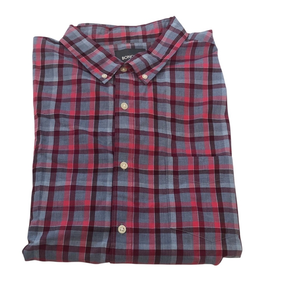 Bonobos Men's Red and Gray Checkered Shirt